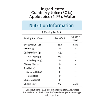 Organic Cranberry Juice | Pack of 4 x 250ml
