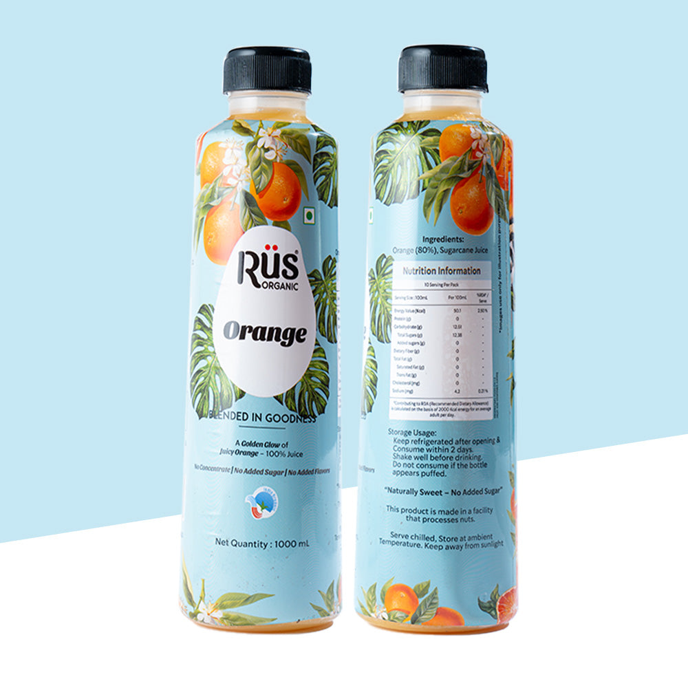Rus Organic Orange Juice | Pack of 2 x 1L