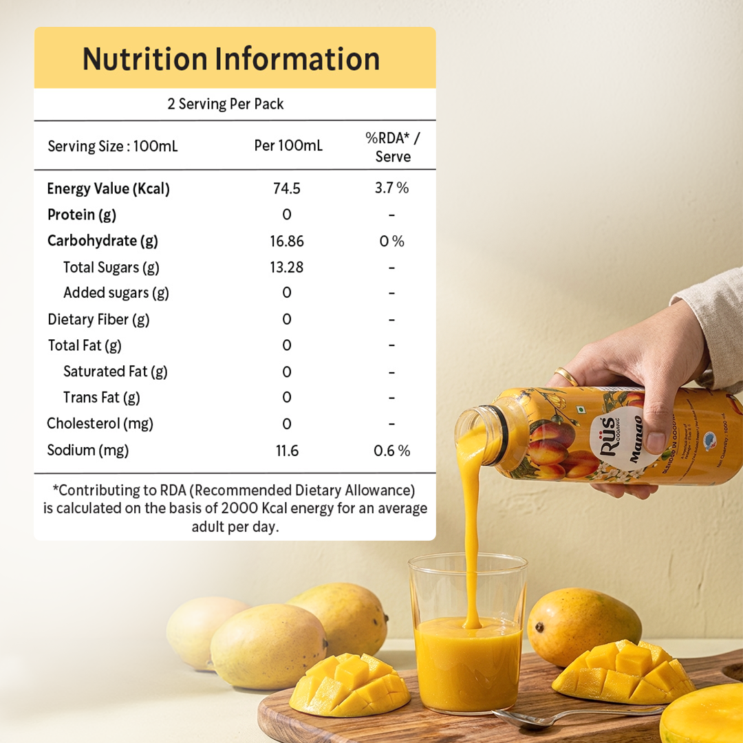 Organic Mango Juice | Pack of 2 x 1 L